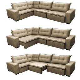 Sofá de Canto Retrátil e Reclinável com Molas Cama Inbox Oklahoma 3,45x2,41 ou 2,41x3,45 Castor - 7