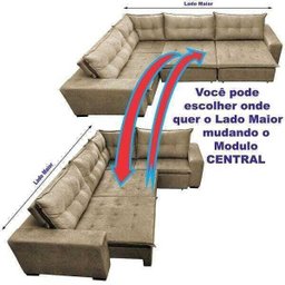 Sofá de Canto Retrátil e Reclinável com Molas Cama Inbox Oklahoma 3,45x2,41 ou 2,41x3,45 Castor - 5