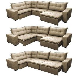 Sofá de Canto Retrátil e Reclinável com Molas Cama Inbox Oklahoma 3,45x2,41 ou 2,41x3,45 Castor - 8