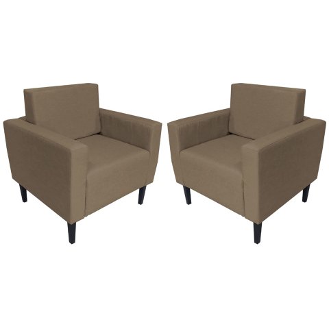 Kit 2 Poltronas Decorativa Leticia Slim Suede Capuccino Pés Madeira Mz Decor