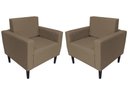 Ver imagem 1 de Kit 2 Poltronas Decorativa Leticia Slim Suede Capuccino Pés Madeira Mz Decor