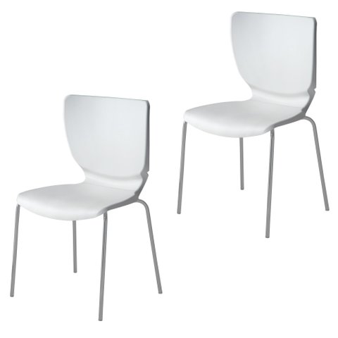 Kit 2 Cadeiras Empilháveis Base Aço Tubular Mono Branco