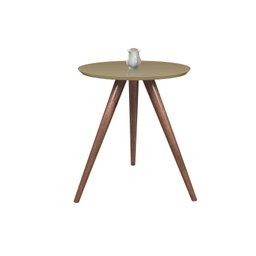 Mesa de Canto Tampo 50cm Mesinha Cor Fendi com Vidro Pé Palito Alt 60cm - 3