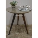 Ver imagem 5 de Mesa de Canto Tampo 50cm Mesinha Cor Fendi com Vidro Pé Palito Alt 60cm