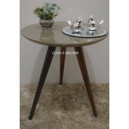 Mesa de Canto Tampo 50cm Mesinha Cor Fendi com Vidro Pé Palito Alt 60cm - 5