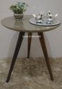 Ver imagem 5 de Mesa de Canto Tampo 50cm Mesinha Cor Fendi com Vidro Pé Palito Alt 60cm