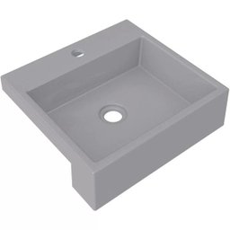 Cuba de Semi Encaixe Quadrada Para Banheiro XQ395 Cinza - Lyam Decor - 1