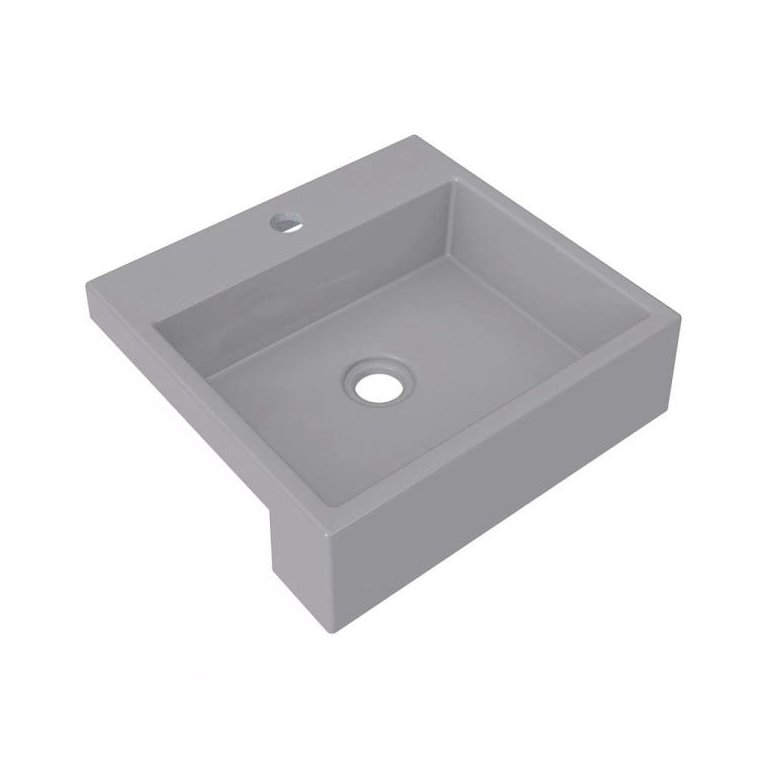 Cuba de Semi Encaixe Quadrada Para Banheiro XQ395 Cinza - Lyam Decor