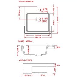 Cuba de Semi Encaixe Quadrada Para Banheiro XQ395 Cinza - Lyam Decor - 3