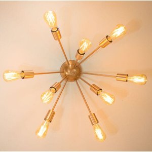 Plafon Lustre Atom Sputnik Cobre Escovado 80cm para 9 Lâmpadas E27 St698
