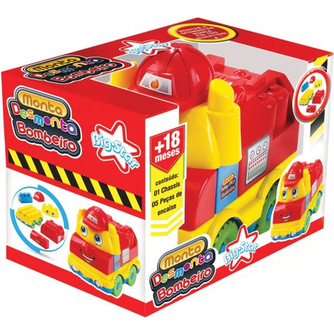 Brinquedo para Montar Monta e Desmonta Bombeiro - Big Star 026-mdb