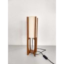 Ver imagem 3 de Abajur Minimalista Torre em Madeira C Cúpula Tecido Sala Quarto Mesa de Cabeceira de Cama