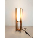 Ver imagem 4 de Abajur Minimalista Torre em Madeira C Cúpula Tecido Sala Quarto Mesa de Cabeceira de Cama