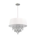 Ver imagem 1 de Lustre Pendente de Cristal 50cm Mesa De Jantar Gourmet - Cúpula Branca