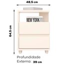 Ver imagem 3 de Mesa de Cabeceira 2 Gavetas 48 Cm Campeche Off White Henn