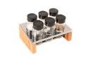 Ver imagem 1 de Kit Porta Tempero Condimentos Cozinha - Suporte com 6 Potes em Vidro Essence