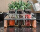 Ver imagem 3 de Kit Porta Tempero Condimentos Cozinha - Suporte com 6 Potes em Vidro Essence