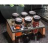 Kit Porta Tempero Condimentos Cozinha - Suporte com 6 Potes em Vidro Essence - 6