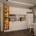 Ver imagem 1 de Cozinha Pérola com Rodapé Tampo e Cristaleira com LED 5 Peças 320 cm Yescasa Branco