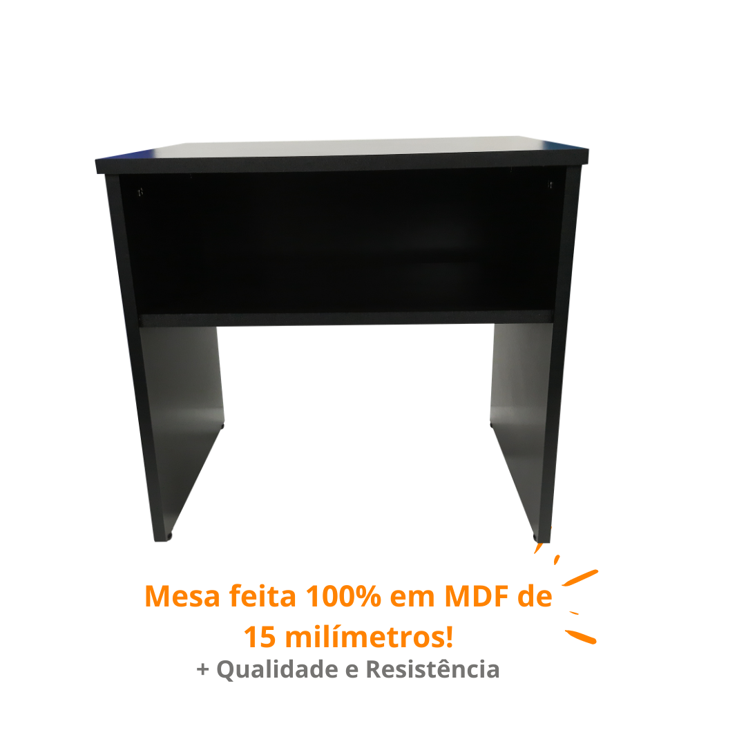 Mesinha Lateral Auxiliar de Apoio Para Sala Quarto Com Prateleira MDF Preto - 2