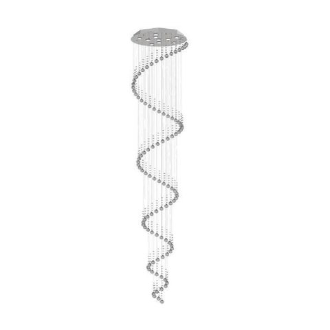 Lustre de Cristal Legitimo Espiral 60cm Pé Direito Duplo Vão de Escada Sala Alta E60 - 2,30 m