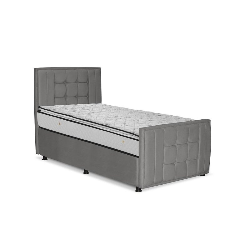 Cama com Cabeceira Solteiro Estofada Uvaia 100cm Suede:cinza