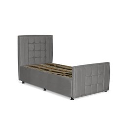Cama com Cabeceira Solteiro Estofada Uvaia 100cm Suede:cinza - 2