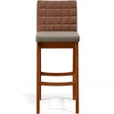 Ver imagem 6 de Kit 06 Banquetas Altas Cozinha Sala Jantar Fixa Mila B04 Couríssimo Marrom Linho Bege - Lyam Decor