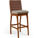 Ver imagem 2 de Kit 06 Banquetas Altas Cozinha Sala Jantar Fixa Mila B04 Couríssimo Marrom Linho Bege - Lyam Decor