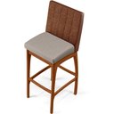 Ver mais imagens de Kit 06 Banquetas Altas Cozinha Sala Jantar Fixa Mila B04 Couríssimo Marrom Linho Bege - Lyam Decor