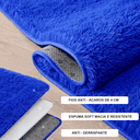 Ver imagem 3 de Tapete Sala Felpudo Peludo Azul Redondo 60 cm