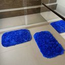 Ver imagem 1 de Tapete Sala Felpudo Peludo Azul Redondo 60 cm