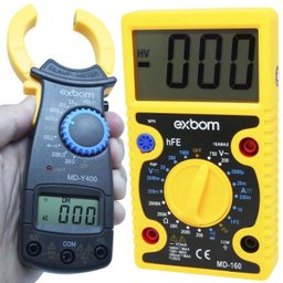 Kit Multímetro Digital Portátil MD-160 + Alicate Amperímetro Digital MD-Y400 Profissional Exbom - 3