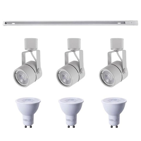 Kit Trilho 1m + 3 Spots Classic Branco + 3 Lâmpadas Gu10 6w - Nordecor 6000k (branco Frio)