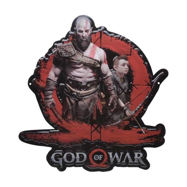 Placa Decorativa de Alumínio Recorte Kratos e Atreus God Of War - 1