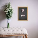 Ver imagem 2 de Quadro Moldura Dourada Flor Rosa e Cinza 33x24cm:com Acetato