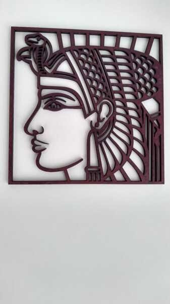 Escultura de Parede Egípcia, Cortada À Laser em Mdf 3mm Pintada na Cor Preta.