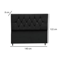 Cabeceira para Cama Box Estofada Casal 140 Cm Suede Madri:preto - 3