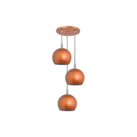 Pendente Bali Triplo Canopla Redonda Cobre