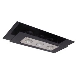 Plafon Sobrepor Retangular Palladium 3 Lâmp E27 Preto - 1