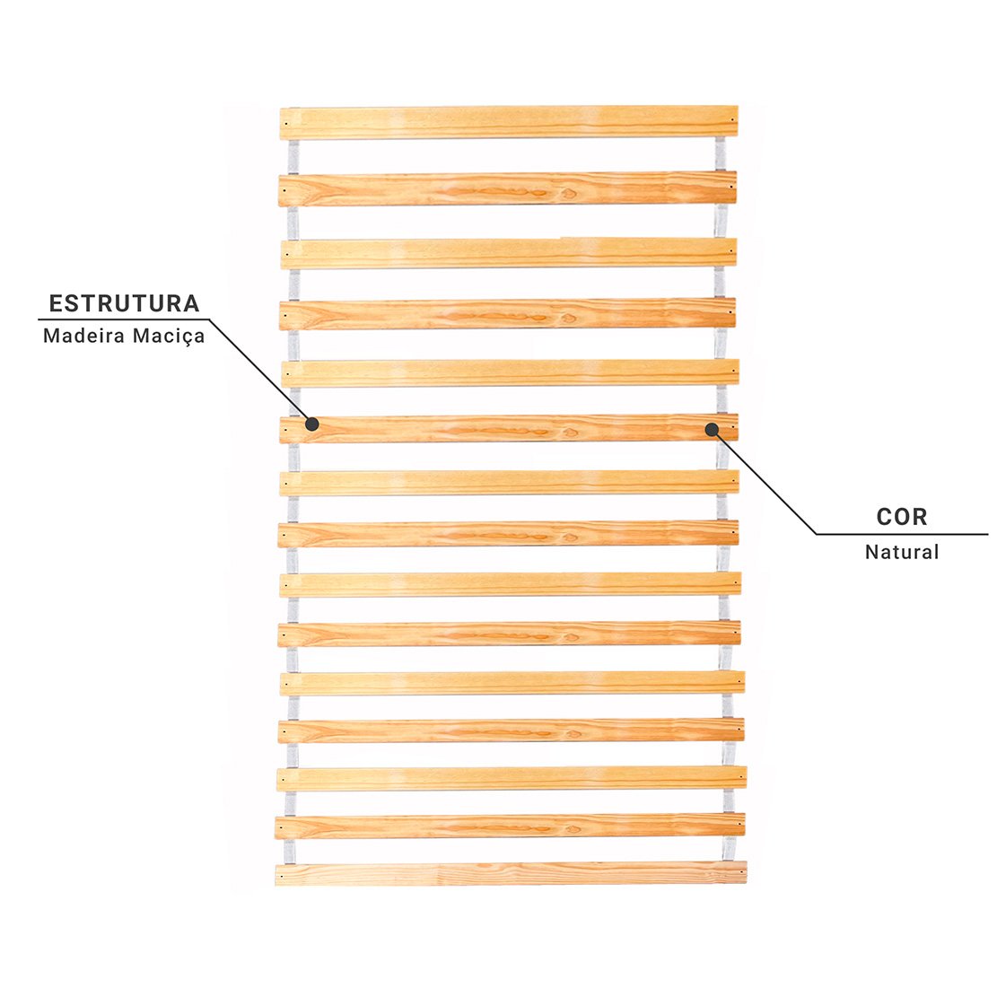 Estrado Madeira Maciça 15 Ripas Cama de Solteiro - 4