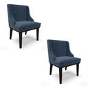 Ver imagem 7 de Kit 02 Cadeiras De Jantar Suede Azul Marinho Base Madeira