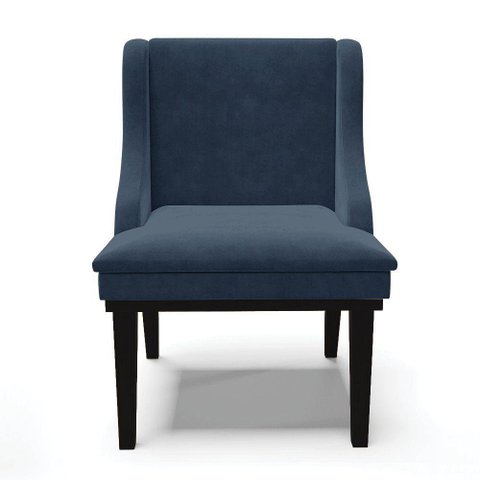 Kit 02 Cadeiras De Jantar Suede Azul Marinho Base Madeira