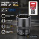 Ver imagem 4 de Soquete Estriado Curto 24mm Encaixe 1/2 Aço Cr-V Corneta