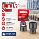 Ver imagem 3 de Soquete Estriado Curto 24mm Encaixe 1/2 Aço Cr-V Corneta