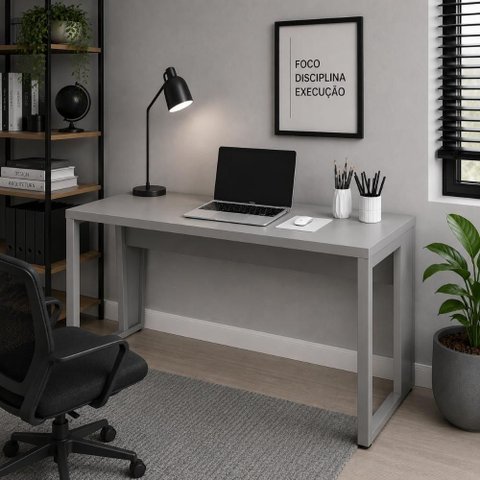 Escrivaninha Industrial F5 Office sem Gavetas 135cm Cinza F5 Office