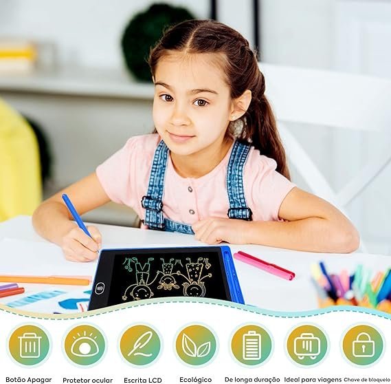 Lousa Mágica Infantil Digital 10 Polegadas Tablet Aprendizado Educativo Portátil:azul - 2