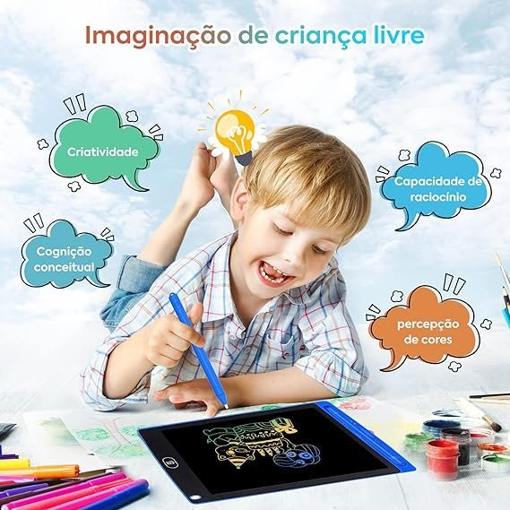 Lousa Mágica Infantil Digital 10 Polegadas Tablet Aprendizado Educativo Portátil:azul - 3