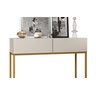 Aparador Buffet Pequeno Offwhite Eros 90cm Pes Ferro Dourado 2 Gavetas Decoração Escritorio Recepção - 5