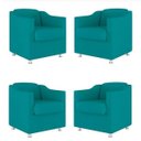Ver imagem 1 de Kit 4 Poltronas Bia Decorativa Reforçada Recepção Clinica Salão Sala de Estar Suede:azul Tifany